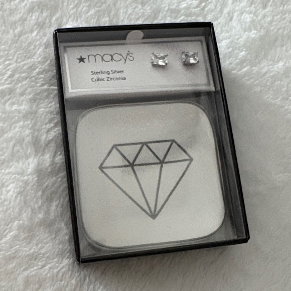 Macy's Sterling Silver Cubic Zirconia Earrings - Picture 1 of 3